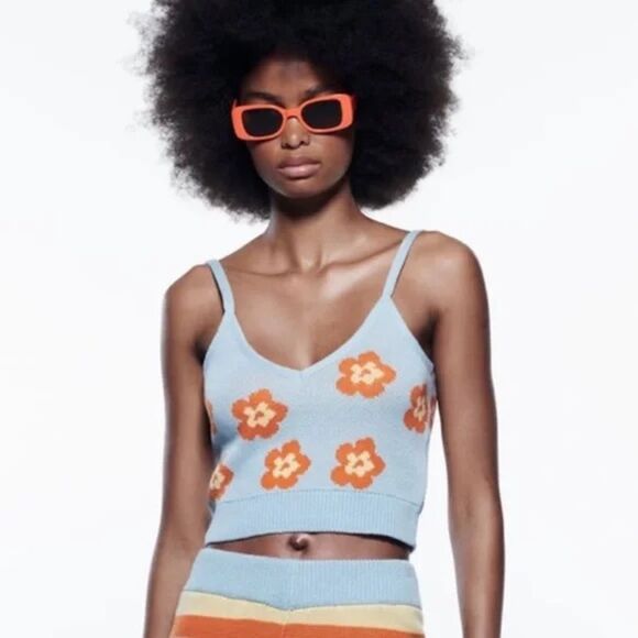 Zara floral knit tank size medium - Picture 1 of 11